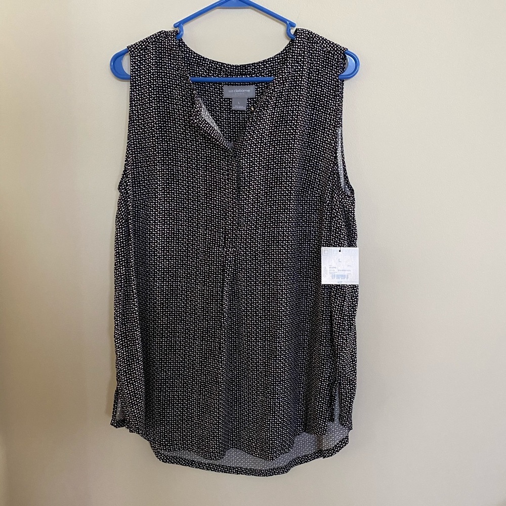 Liz Claiborne Black Dots Sleeveless Tunic Top